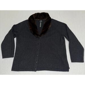 Ralph Lauren Sweater Merino Wool Cashmere Rabbit Hair Collar Sz 2XL Nice